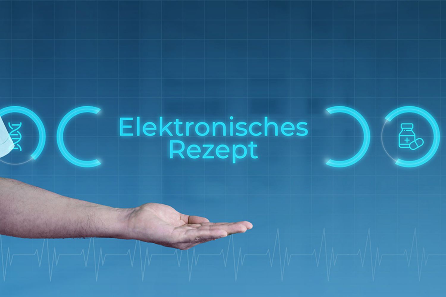 © MQ-Illustrations - stock.adobe.com Foto: Aufgehaltene Hand unter Schriftzug Elektronisches Rezept